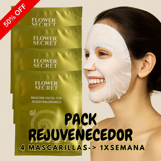 Kit Tratamiento Rejuvenecedor - x4 Máscara Facial Con Ácido Hialurónico